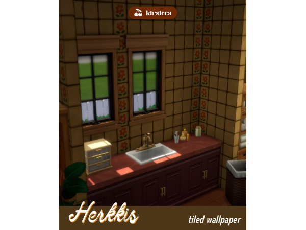 Maxis Match HERKKIS TILED WALLPAPER by kirsicca - The Sims 4 Custom Content