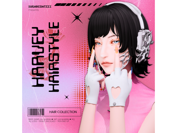 Maxis Match harvey hair by sugarcoatzzz - The Sims 4 Custom Content