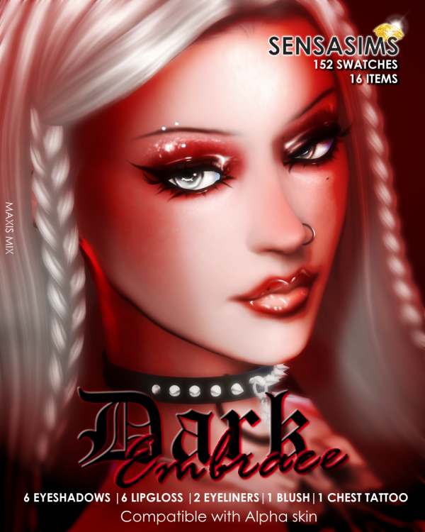 Mix DARK EMBRACE Makeup Collection by sensasims - The Sims 4 Custom Content