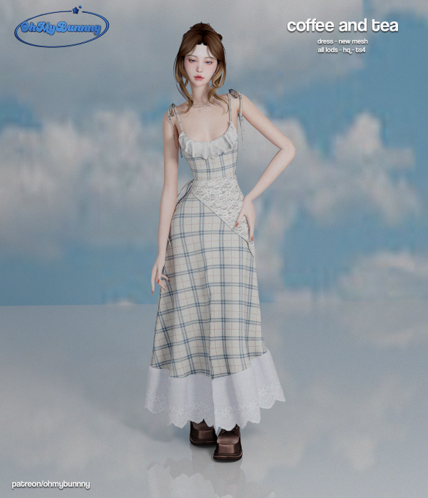 Alpha Coffee and Tea Dress by ohmybunnny2 - The Sims 4 Custom Content