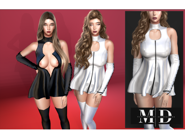 Alpha NEW sparkly latex dress Vanessa by mydarling20 - The Sims 4 Custom Content