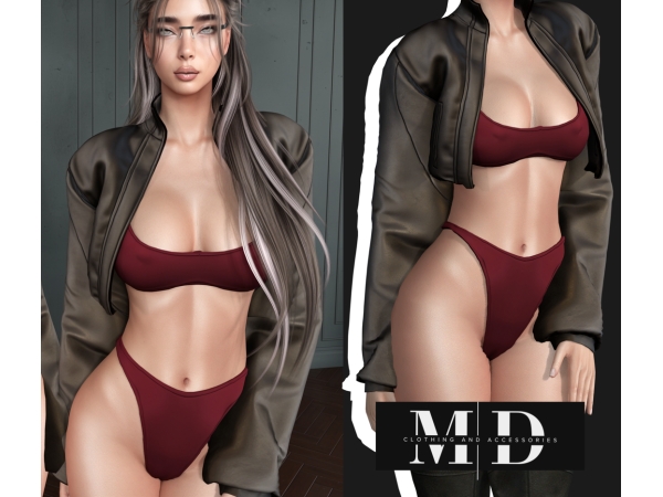 Alpha NEW leather jacket and underwear set - The Sims 4 Custom Content