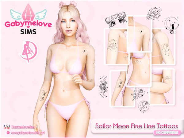 Sailor Moon Fine Line Tattoos