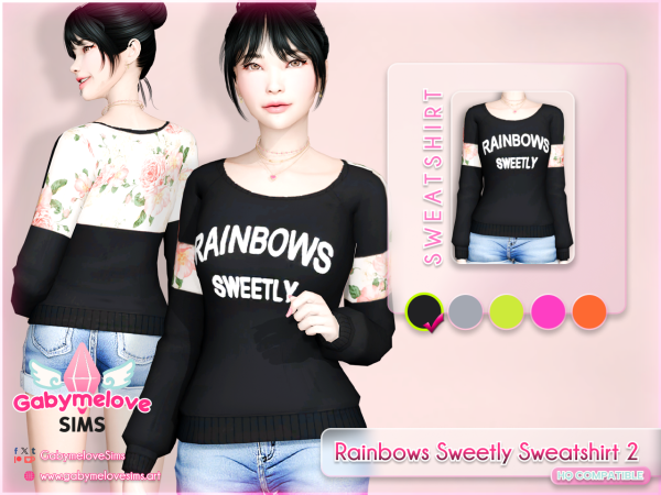 Maxis Match Rainbows Sweetly Sweatshirt 2 Asian Fashion (Remastered) - The Sims 4 Custom Content