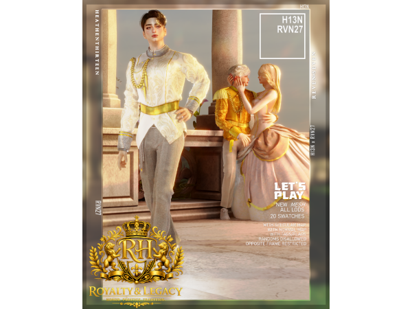 Alpha Asymmetrical Gold Chain Ornate Ceremonial Jacket by heathenthirteen - The Sims 4 Custom Content