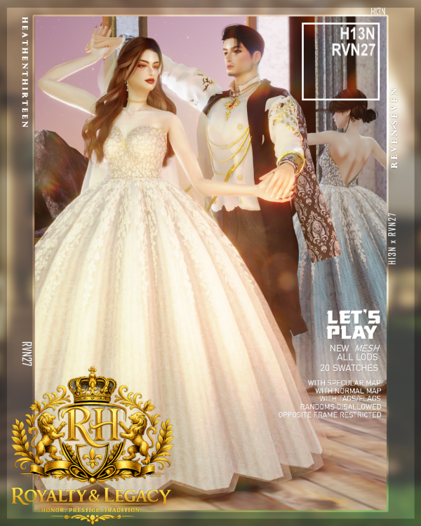 Alpha Elegant Gradient Lace Cascade Ball Dress by simsfinds - The Sims 4 Custom Content