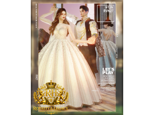 Alpha Elegant Gradient Lace Cascade Ball Dress by heathenthirteen - The Sims 4 Custom Content