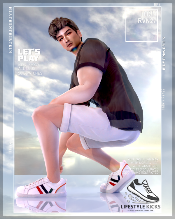 Alpha Casual Trainer Stripe Heel Loop Design by simsfinds - The Sims 4 Custom Content