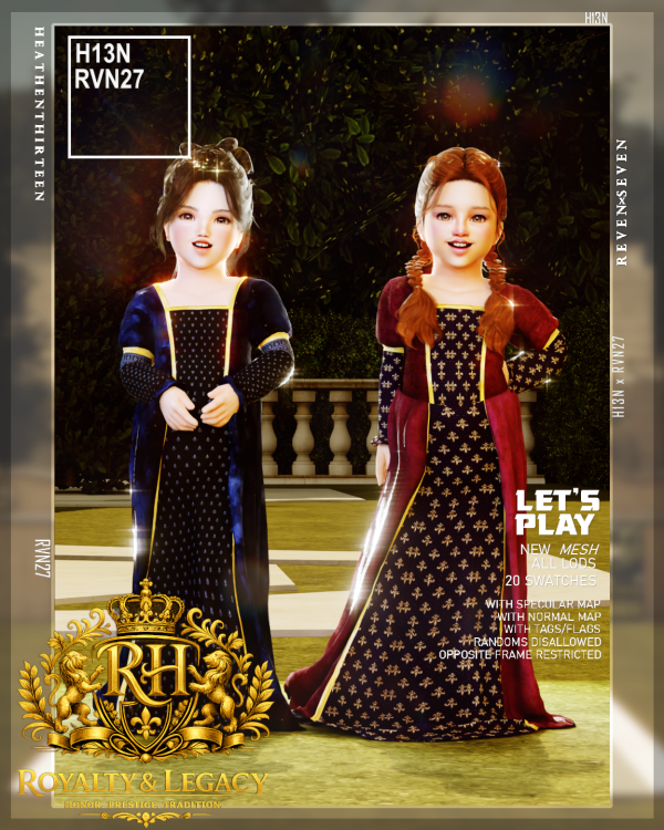 Alpha Toddler's Noble Long Sleeve Dress by simsfinds - The Sims 4 Custom Content