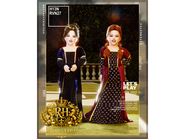 Alpha Toddler's Noble Long Sleeve Dress by rvn2seven - The Sims 4 Custom Content