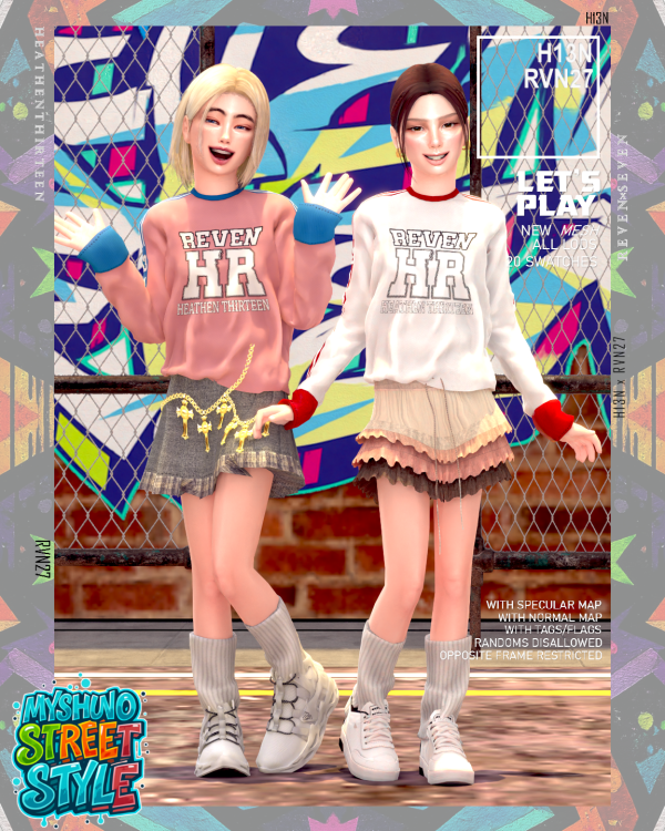 Alpha Girl's Branded Stripe Graphic Long Sleeve Jersey Shirt by simsfinds - The Sims 4 Custom Content