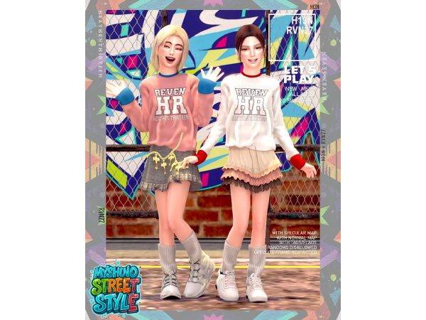 Alpha Girl's Branded Stripe Graphic Long Sleeve Jersey Shirt by heathenthirteen - The Sims 4 Custom Content