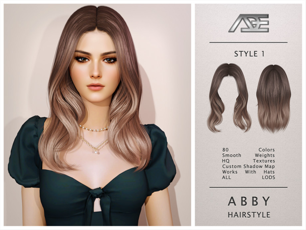 Alpha Abby Style 1 (Hairstyle) - The Sims 4 Custom Content