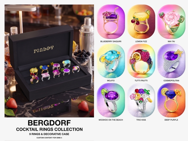 Alpha Bergdorf Cocktail Rings - The Sims 4 Custom Content