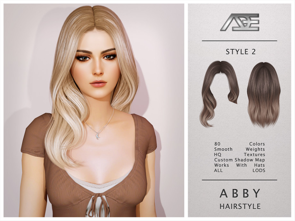 Alpha Abby Style 2 (Hairstyle) - The Sims 4 Custom Content