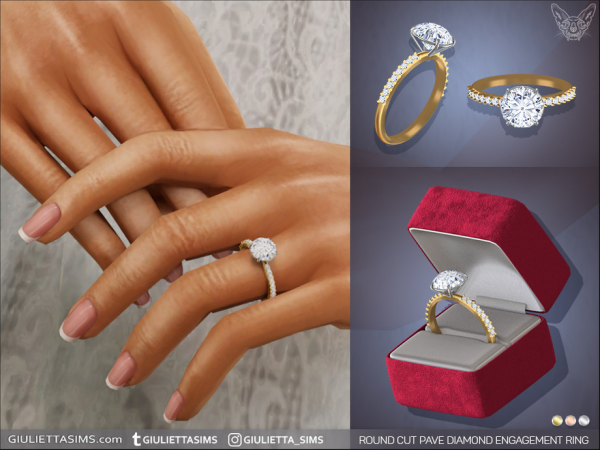 Alpha Round Cut Diamond Pave Engagement Ring - The Sims 4 Custom Content