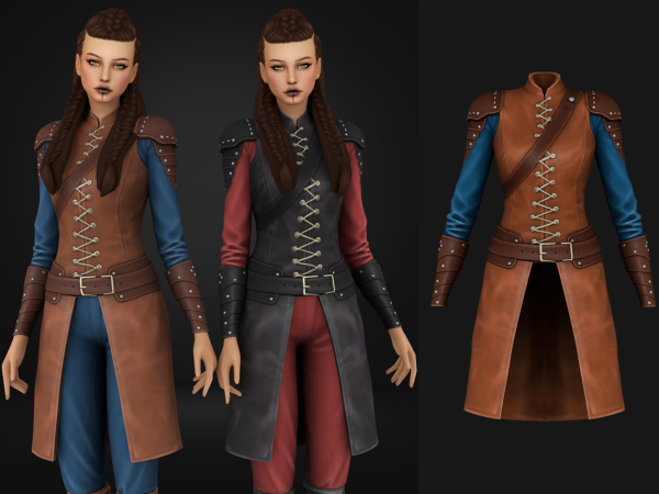 Maxis Match Fantasy Kingdom Leather Armour Female Top - The Sims 4 Custom Content