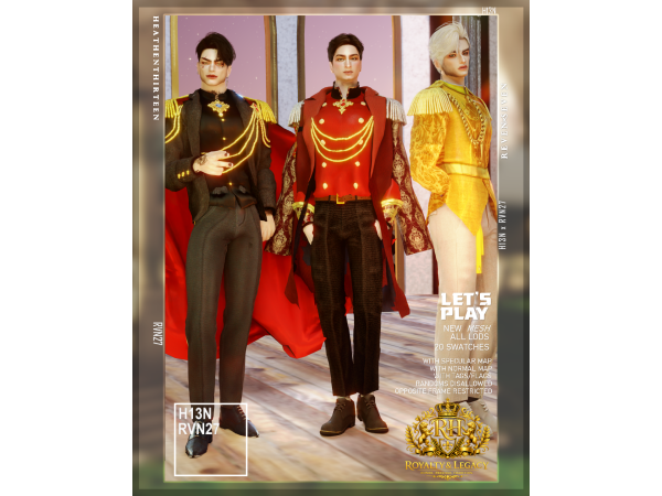 Alpha Shoulder Embellishment Gold Tassel Epaulet (Necklace) by heathenthirteen - The Sims 4 Custom Content