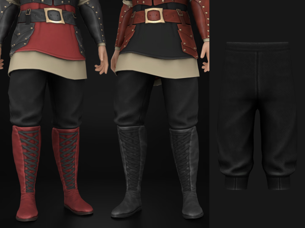Maxis Match Fantasy Kingdom Leather Armour Male Pants - The Sims 4 Custom Content