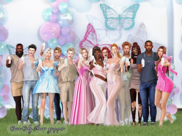 Mix Baby Shower Grup Pose Pack - The Sims 4 Custom Content
