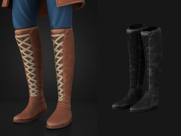 Maxis Match Fantasy Kingdom Leather Armour Female Boots - The Sims 4 Custom Content