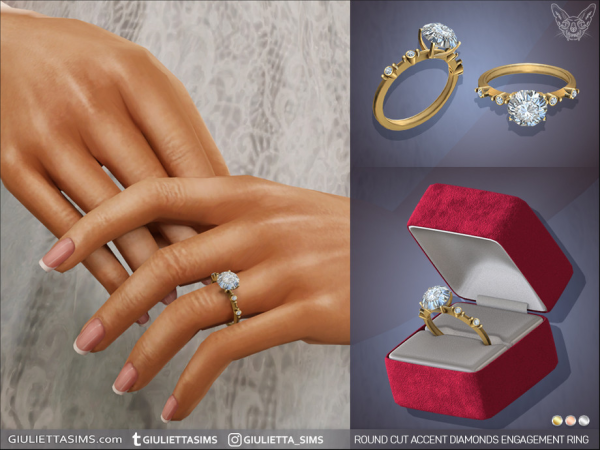 Round Cut Accent Diamonds Engagement Ring