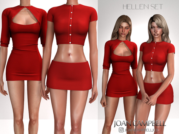 Alpha HELLEN SKIRT TOP AND DRESS SET by Joan_Campbell_Beauty_ - The Sims 4 Custom Content