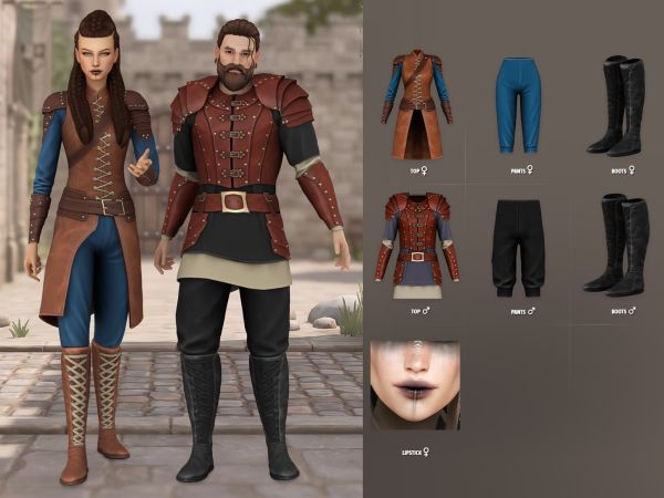 Maxis Match Fantasy Kingdom Leather Armour Lookbook - The Sims 4 Custom Content