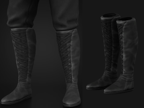 Maxis Match Fantasy Kingdom Leather Armour Male Boots - The Sims 4 Custom Content