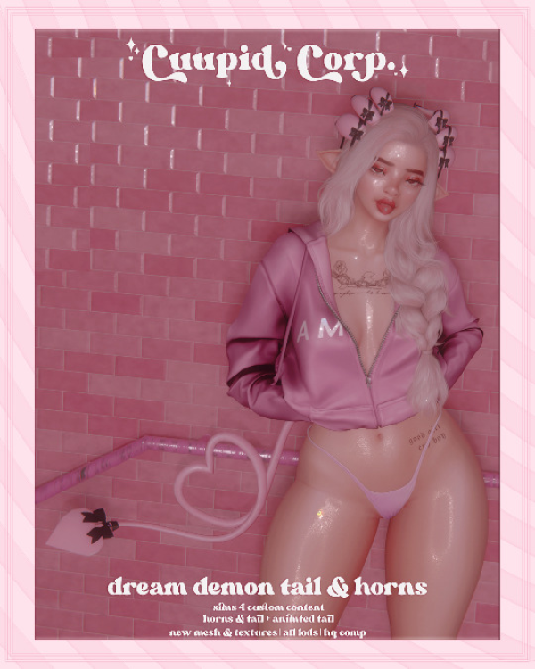 Alpha cuupid corp dream demon tail horns by missme12 - The Sims 4 Custom Content