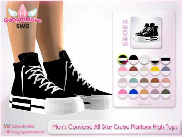Maxis Match Men's All Cruise platform high tops - The Sims 4 Custom Content