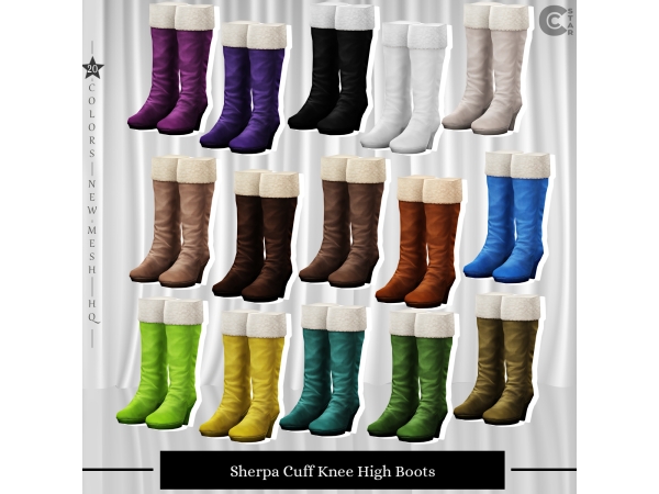 Maxis Match Sherpa Cuff Knee High Boots - The Sims 4 Custom Content