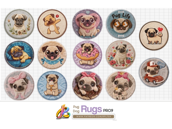 Alpha PR09 Pug Dog RUGS by RPLts4 - The Sims 4 Custom Content