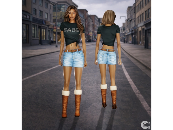 Maxis Match Tie Front Cropped Graphic Top cool_content_star - The Sims 4 Custom Content