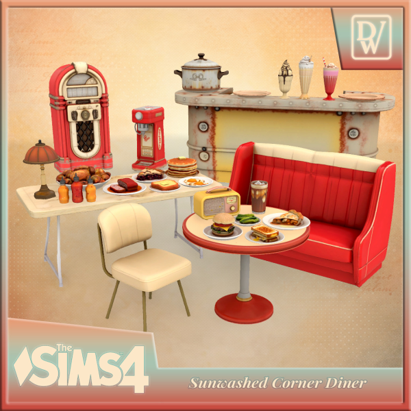 Mix Sunwashed Corner Diner by simsfinds - The Sims 4 Custom Content