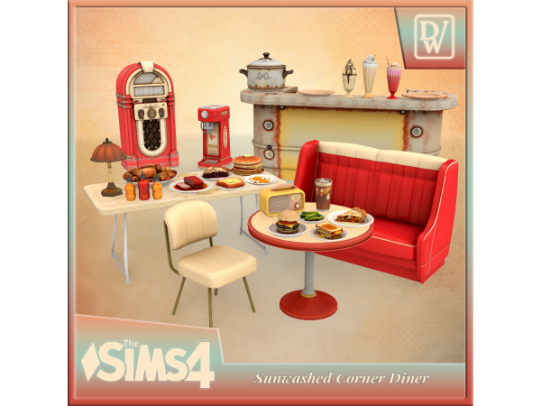 Mix Sunwashed Corner Diner by DAON1005817 - The Sims 4 Custom Content