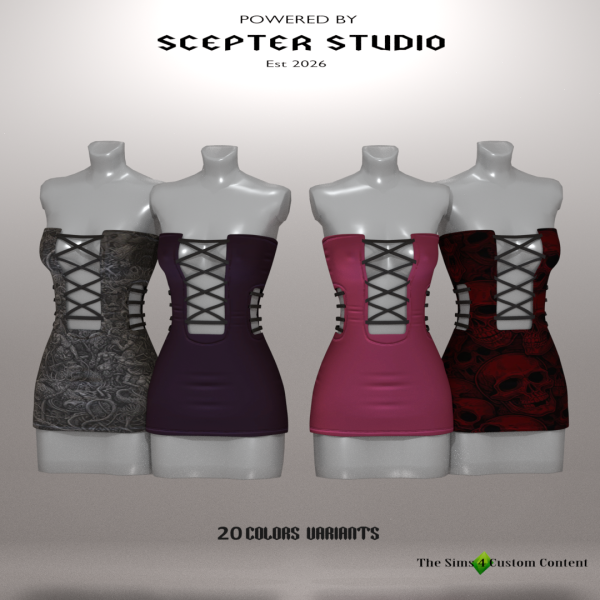 Alpha Cyrillia Dress by scepterstudio - The Sims 4 Custom Content