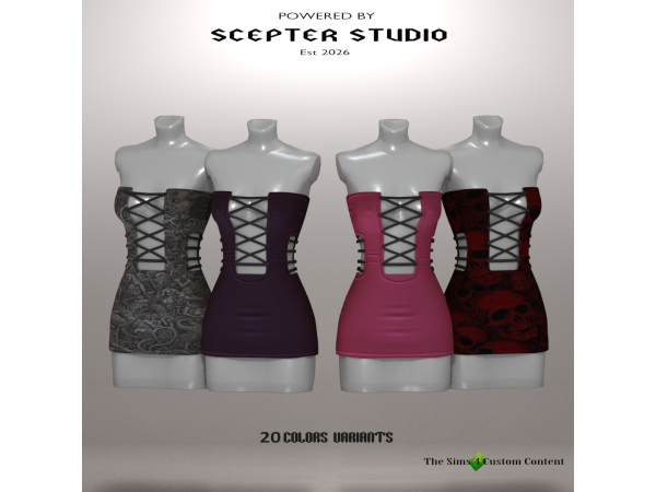 Alpha Cyrillia Dress by Scepter - The Sims 4 Custom Content