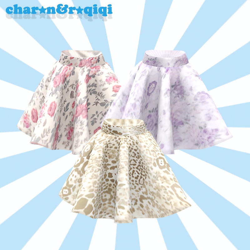 Mix [charonroqiqi]Printed midi skirt by roqiqi - The Sims 4 Custom Content