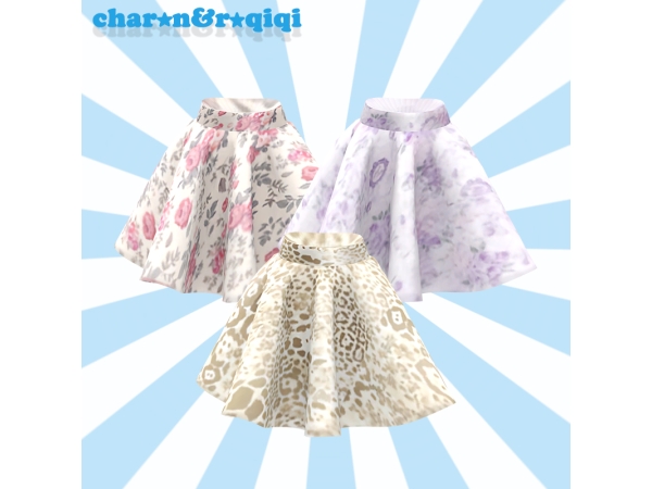 [charon&roqiqi]Printed midi skirt