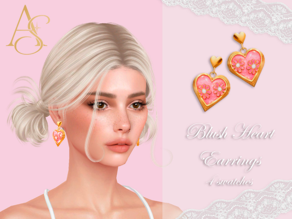 Alpha Blush Heart Earrings by AbendsternCC - The Sims 4 Custom Content