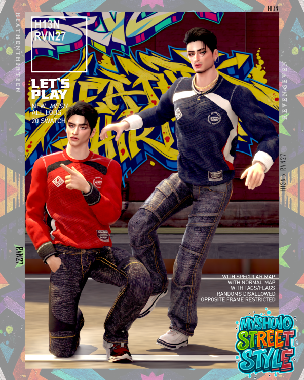 Alpha Dynamic Diagonal Stripes Contrast Side Stripe Jersey by simsfinds - The Sims 4 Custom Content