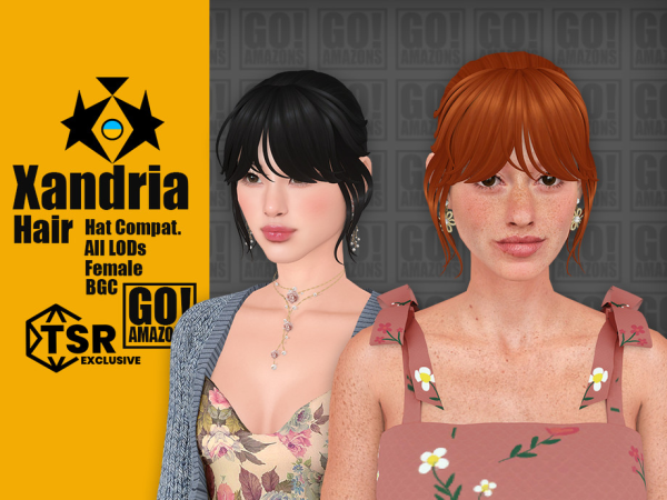 Maxis Match Xandria Hair by GoAmazons - The Sims 4 Custom Content