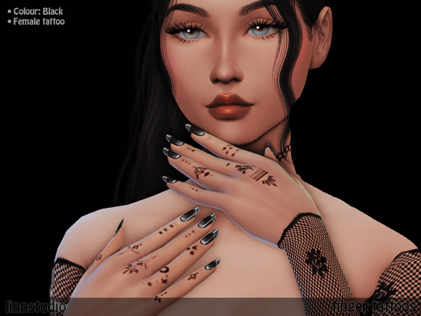 Mix Finger Tattoos by miiih5002 - The Sims 4 Custom Content