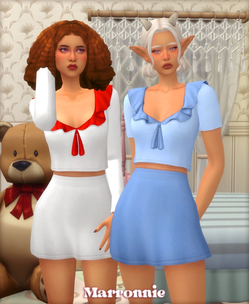 Maxis Match Baby Cute Collection top and skirt by marronnie - The Sims 4 Custom Content