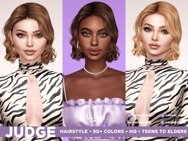 Alpha Judge Hairstyle (Ear showing) - The Sims 4 Custom Content