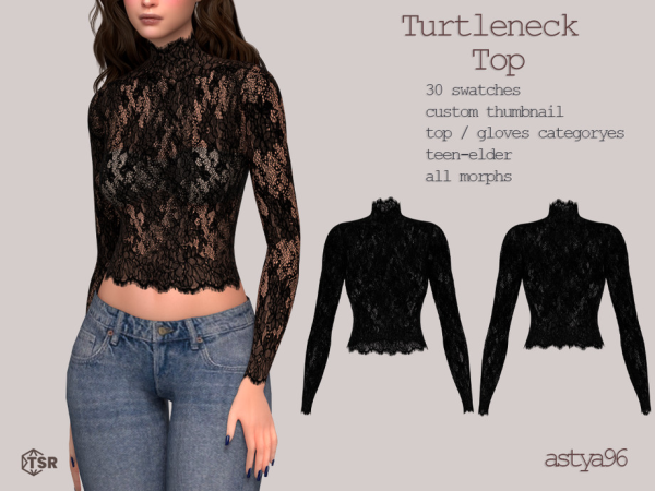 Alpha Turtleneck Top by astya96cc - The Sims 4 Custom Content