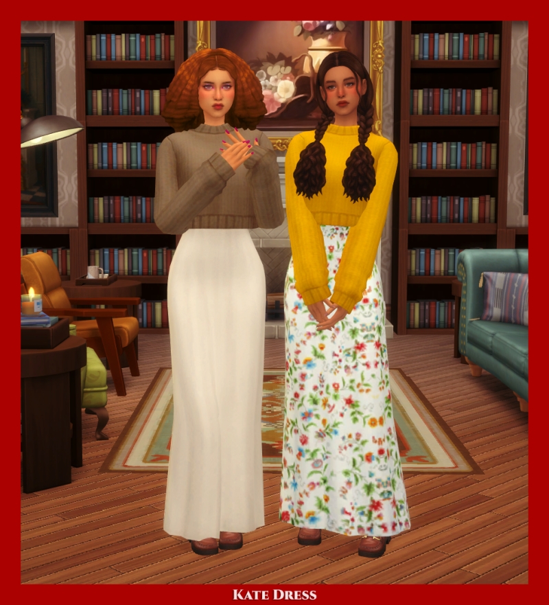 Maxis Match Literary Club Collection Dress by marronnie - The Sims 4 Custom Content