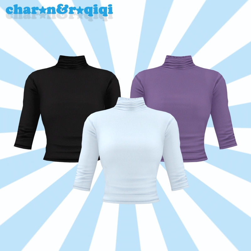 Mix [charonroqiqi]half sleeve top by roqiqi - The Sims 4 Custom Content