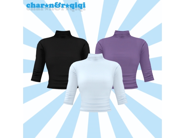 Mix [charonroqiqi]half sleeve top - The Sims 4 Custom Content